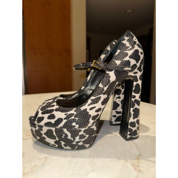 Vintage Tom Ford Platform Heels Cow Print Sz 39 made in Italy - Picture 11 of 16